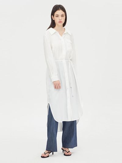 Sisley Belted Shirt-Style Midi Dress (SAOP43431WH)