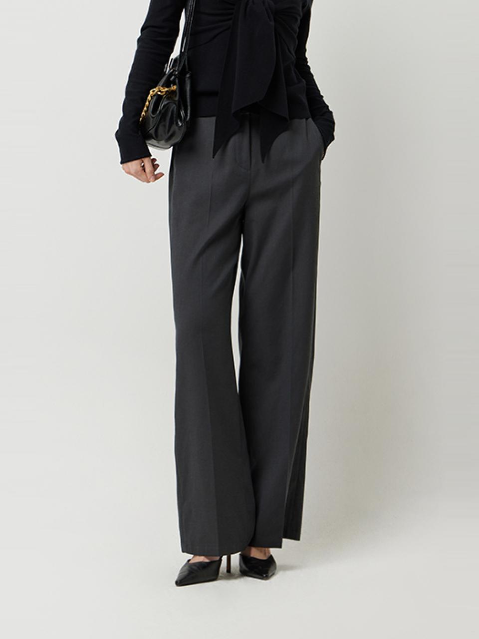Sisley Contrast Obi Belt Back Elastic Waist Wide Pants (SAPTE4531CG)