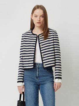 Sisley Crescendo Stripe Round Neck Blazer (SAJK32531NY)