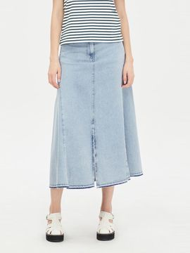 Sisley Cut-out Flared Denim Cotton skirt (SASK46431BL)
