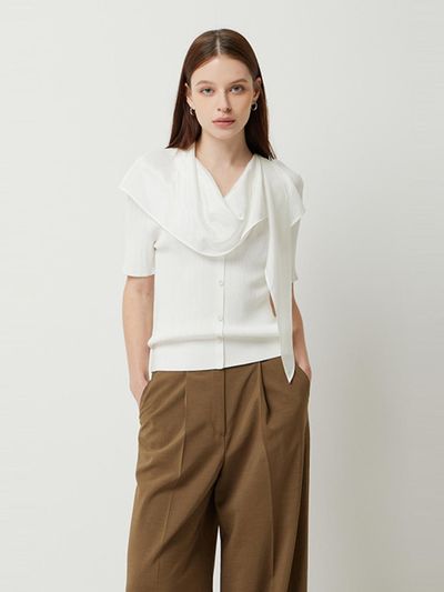 Sisley Detachable Scarf Knit Sweater (SAKP42531IV)