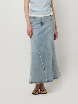 Sisley Diagonal Cut Fringe Denim Skirt (SASK41531BL)