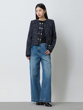 Sisley Echo Cindy Tweed Crop Blazer (SAJK04511DN)