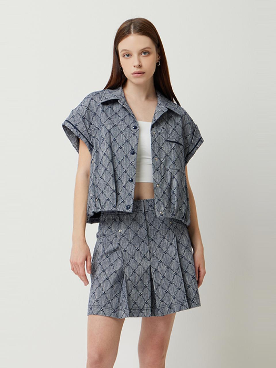 Sisley Echo Lucifer Denim-like Shirt-style Blazer (SAJK38531NY) [Navy]