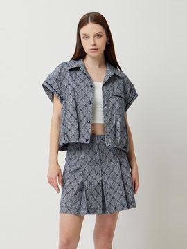 Sisley Echo Lucifer Denim-like Shirt-style Blazer (SAJK38531NY) [Navy]
