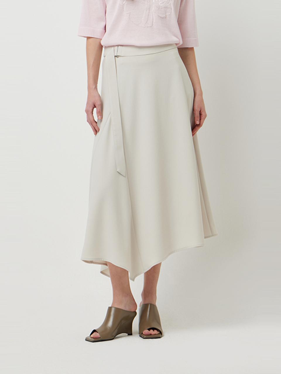 Sisley Ecoji Gel Unbalanced Belt Skirt (SASK33531BE) [Beige]