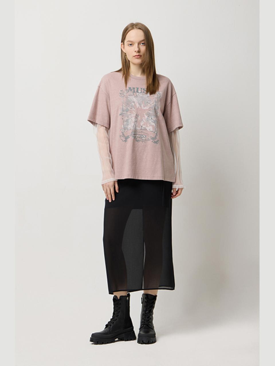 Sisley ECOLENE Belted Long Skirt (SASK34531BK) [Black]