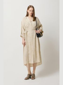 Sisley Fleur Belted Shirt Dress (SAOP07511BG) [Beige]