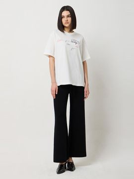 Sisley Fur Lettering Print Oversized T-shirt (SATS06511WH)