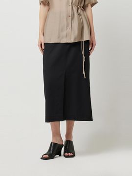 Sisley H-line Belted Elastic Waist Skirt (SASKE1531BK)