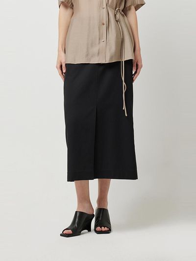 Sisley H-line Belted Elastic Waist Skirt (SASKE1531BK)