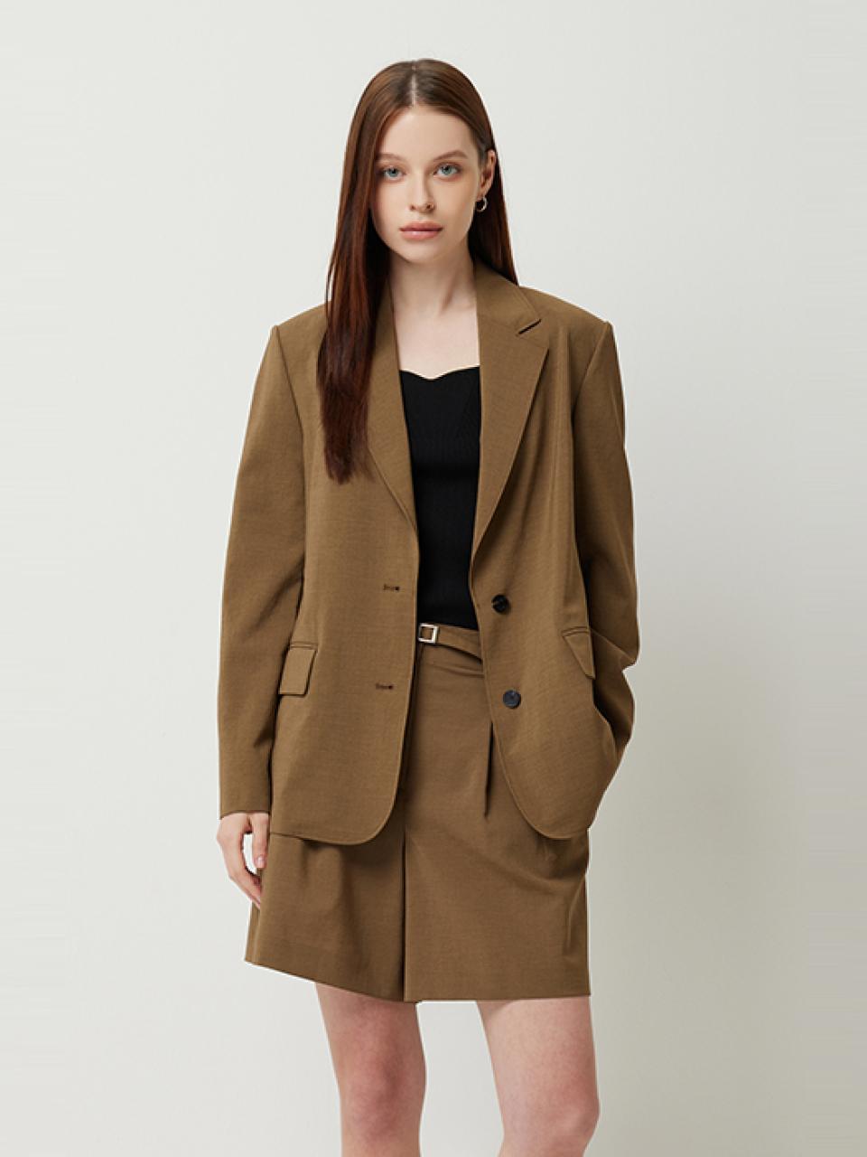 Sisley Icing Single Back Slit Belted Jacket (SAJK36531BR) [Brown]