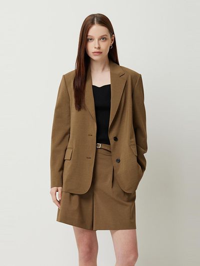 Sisley Icing Single Back Slit Belted Jacket (SAJK36531BR) [Brown]
