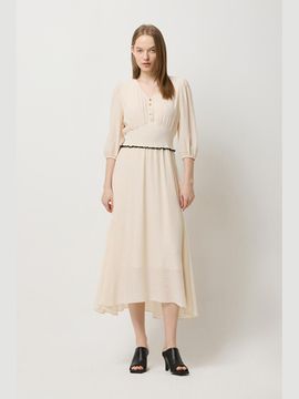 Sisley New Chiffee Knit Waist Dress (SAOP31531BE) [Beige]