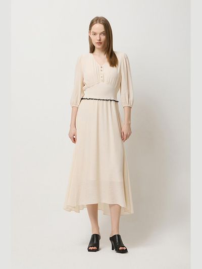 Sisley New Chiffee Knit Waist Dress (SAOP31531BE) [Beige]