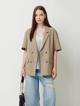 Sisley Reriver Double Button Short Sleeve Blazer (SAJK40531BG)