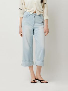 Sisley Roll-up Straight Wide Denim Pants (SADP60531LB)