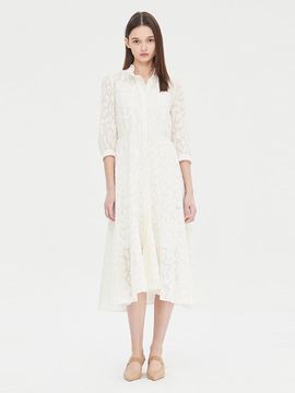 Sisley Ruffle Neck Burnout Sheer Check Dress (SAOP31431CR)