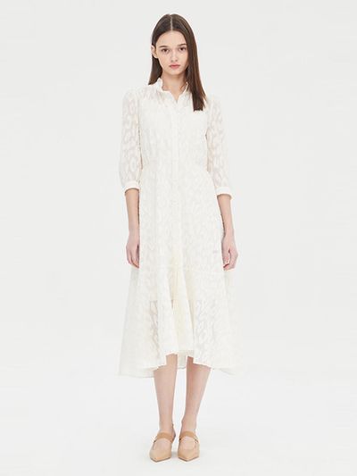 Sisley Ruffle Neck Burnout Sheer Check Dress (SAOP31431CR)