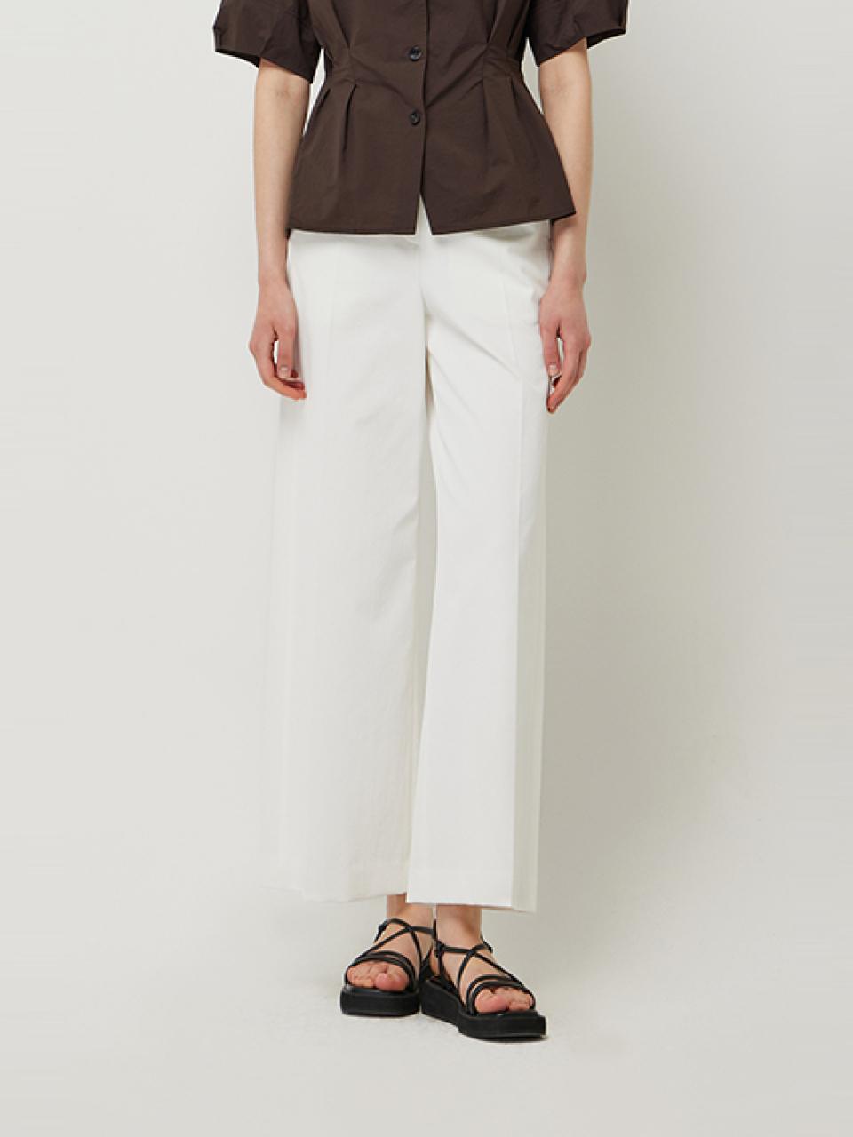 Sisley Shelldovi Side Slit Back Elastic Waist Pants (SAPT51531WH) [White]