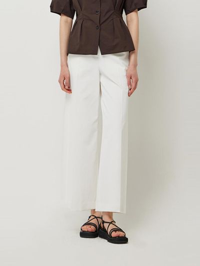 Sisley Shelldovi Side Slit Back Elastic Waist Pants (SAPT51531WH) [White]