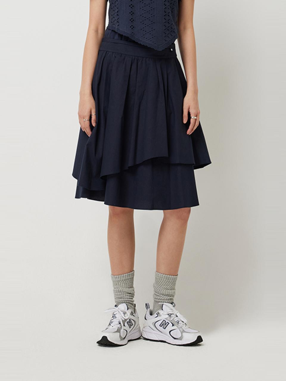 Sisley SIS Ace Layered Unbalanced Midi Skirt (SASK91531DN)