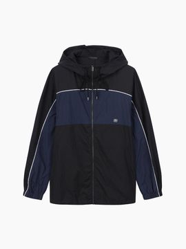 Sisley SIS Raglan Color Block Windbreaker Casual Jacket [Black] (SAJP90531BK)