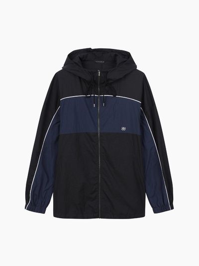 Sisley SIS Raglan Color Block Windbreaker Casual Jacket [Black] (SAJP90531BK)