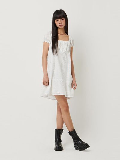 Sisley SIS Vivienne Eyelet Mini Dress (SAOP91531WH) [White]