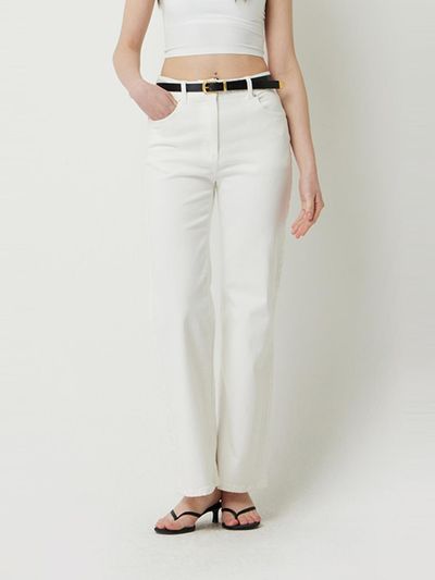Sisley Slim Boot-Cut Denim Pants [White] (SADP43531WH)