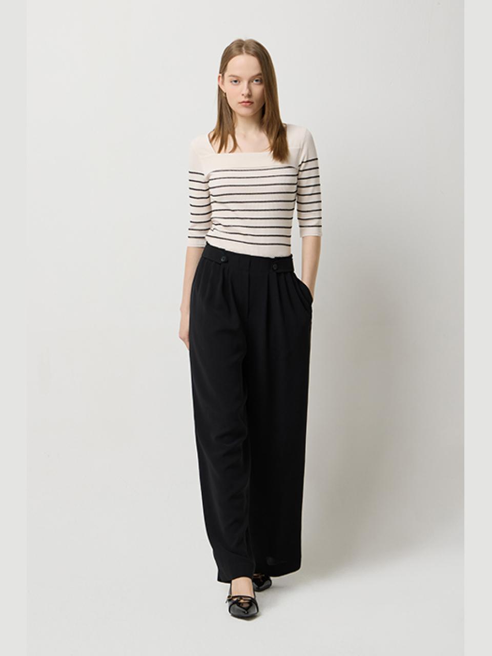 Sisley Square Neck Stripe Sweater (SAKP36531CR)