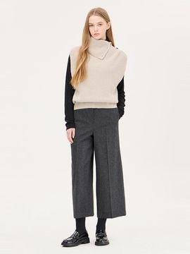 Sisley Wool Blend Pleated Ankle Wide Pants (SAPT44461MG)