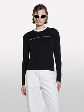 Sisley Zipper Opening Knit Sweater (16CYM105UBK)