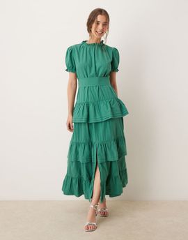 sister jane Dream Sister Jane puff sleeve tiered maxi dress in green