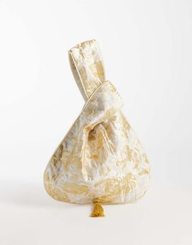 sister jane Sister Jane Alexis exclusive jacquard twisted detail bag set in soft gold-NEUTRAL