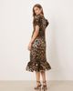 sister jane Sister Jane button front jacquard midi dress in leopard print-Brown - 3