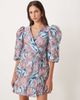 sister jane Sister Jane Deco Bloom jacquard wrap mini dress in blue floral - 1