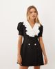 sister jane Sister Jane exclusive contrast collar puff sleeve mini dress in black - 1