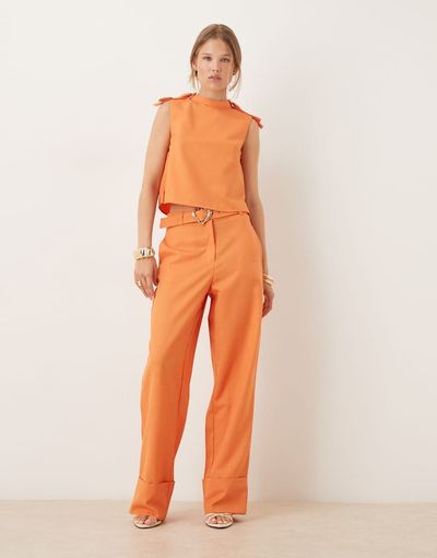 sister jane Sister Jane heart belt high rise pants in orange