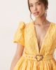 sister jane Sister Jane heart belt jacquard mini dress in ochre-Purple - 3