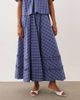sister jane Sister Jane Lumina cotton ruffle detail a-line maxi skirt in blue plaid - part of a set - 1