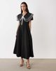 sister jane Sister Jane oversized collar puff sleeve midi dress in black - 1
