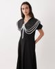 sister jane Sister Jane oversized collar puff sleeve midi dress in black - 2