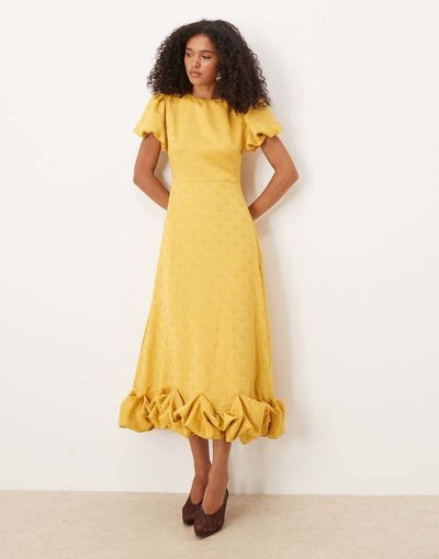 sister jane Sister Jane puff sleeve bubble hem maxi dress in spicy mustard-Yellow