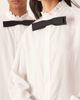 sister jane Sister Jane Unisex Duke ruffle collar long sleeve shirt in white with contrast black bow tie - 3