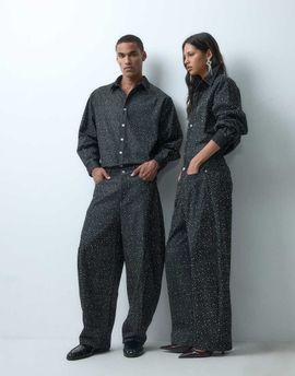 sister jane Sister Jane Unisex embellished barrel jean set in black