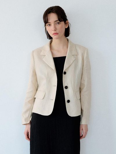 sisterhood Basic Linen Jacket (Short) - Beige