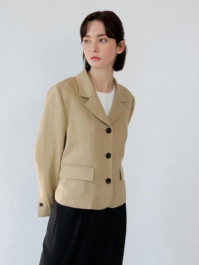 sisterhood Basic Linen Jacket (Short) - Khaki