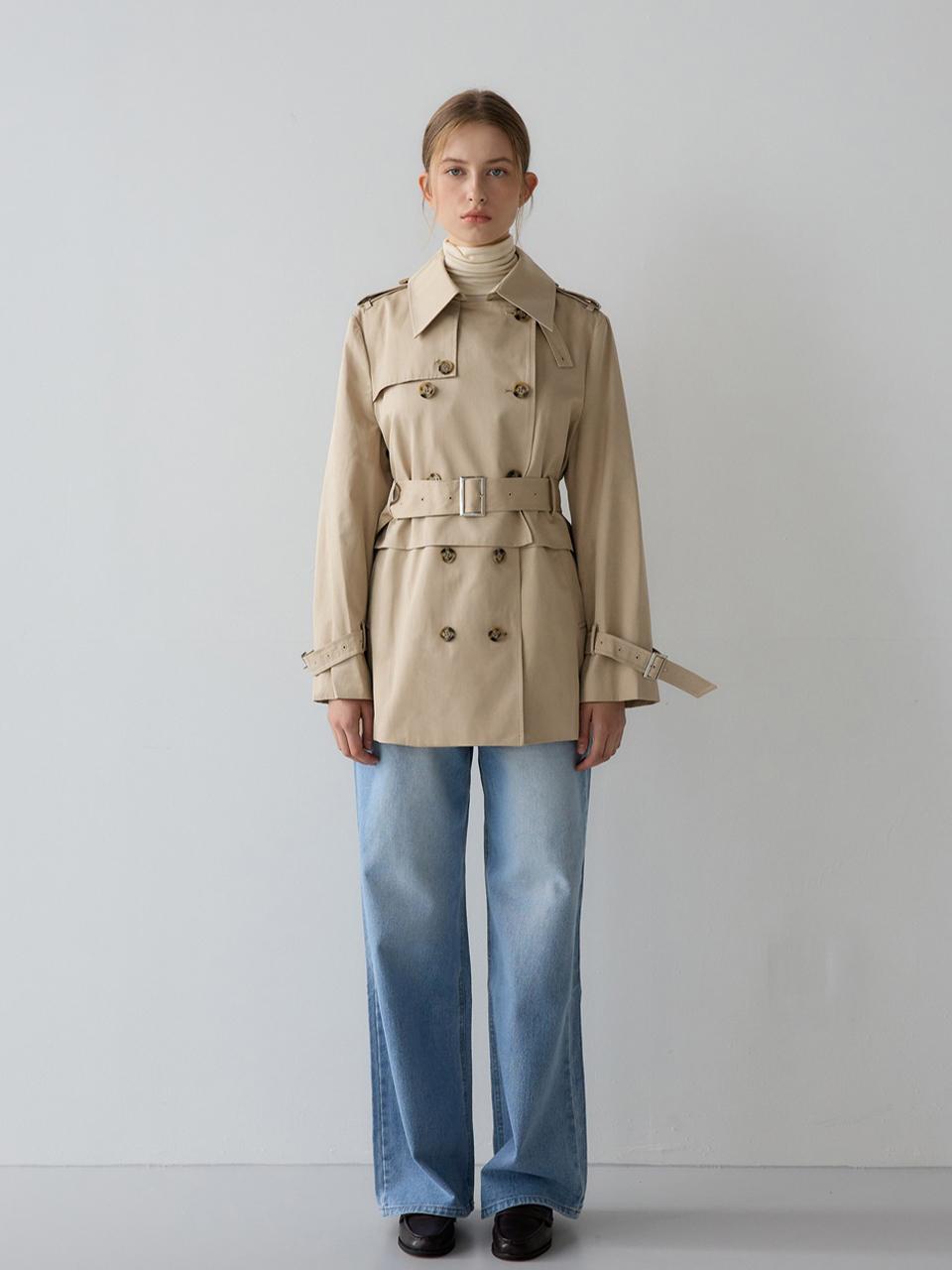 sisterhood Double Half Trench Coat - Beige