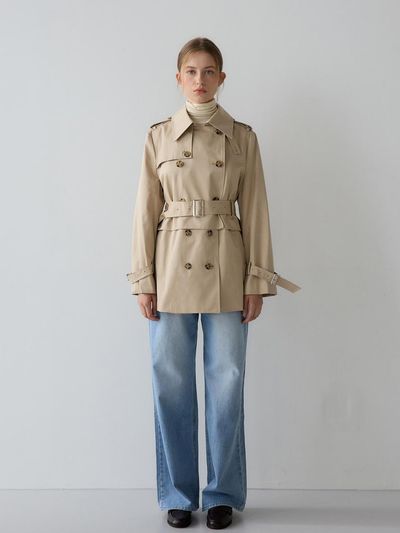 sisterhood Double Half Trench Coat - Beige